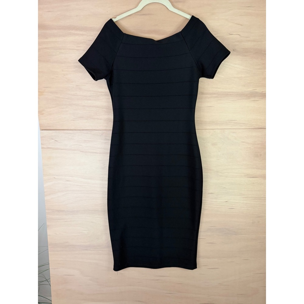 Fashion Nova Black Bandage Bodycon Dress Off Shoulder HMD10203 Large